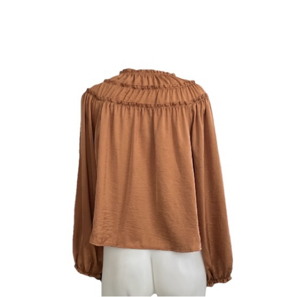 Thread Clover Women's Tan Ruffle Blouse - Picture 2 of 6